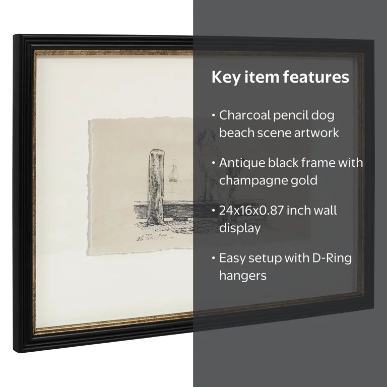 My Texas House Dog by the Beach Framed Art 24x16 | Walmart (US)