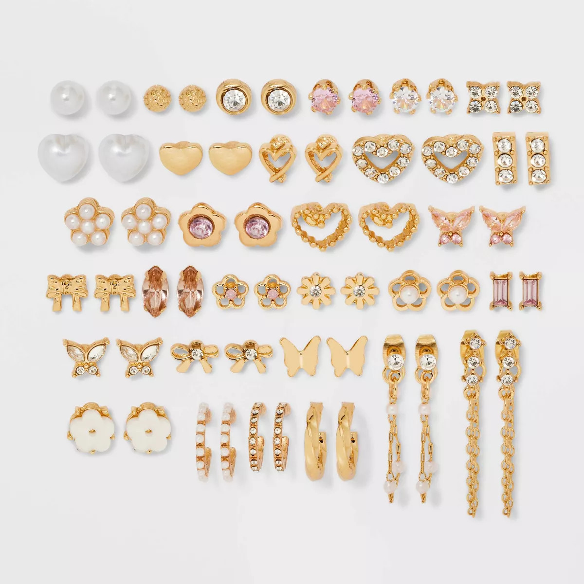 Butterfly Flower Heart Mixed Hoop and Stud Earring Set 30pc - Wild Fable™ Gold | Target