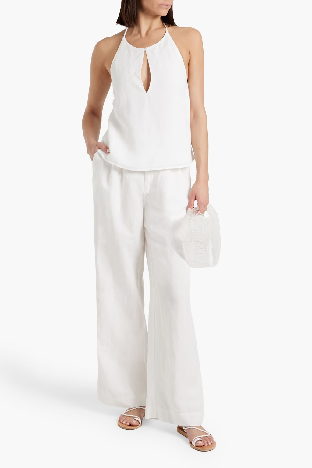 Linen and Lyocell-blend wide-leg pants | The Outnet (US and CA)