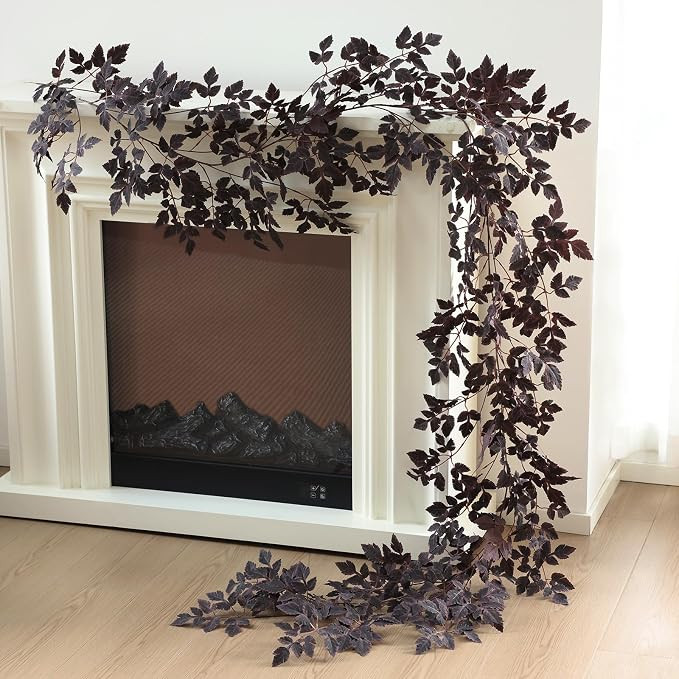 mizii 2 Strands Burgundy Artificial Vines Cimicifuga Garland 6 Feet Fake Vine with Silk Leaves Ha... | Amazon (US)