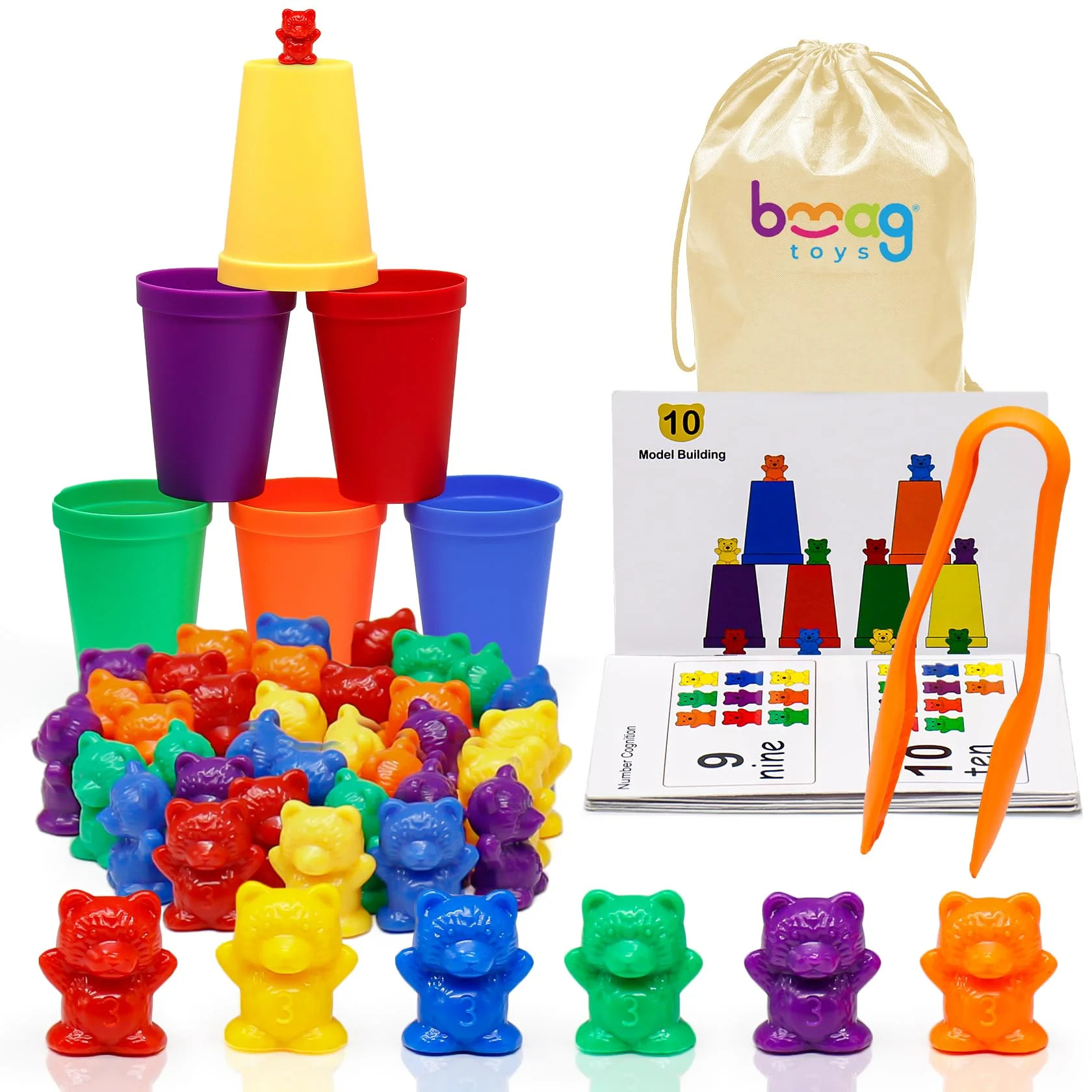 Bmag 36 Counting Bears With Matching Sorting Cups, Preschool Learning Toys Color Recognition Educ... | Walmart (US)