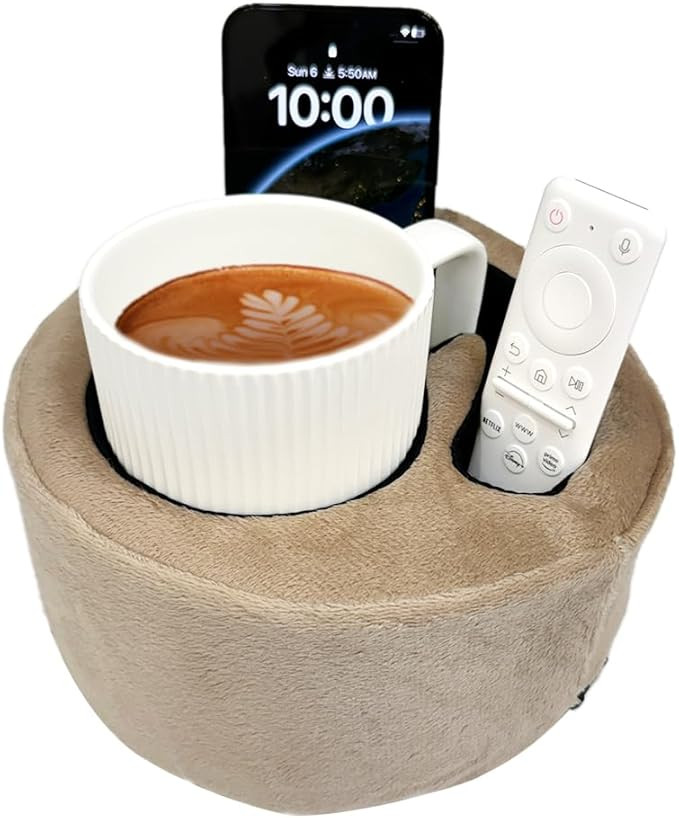Xchouxer Couch Cup Holder Pillow, Sofa and Bed Organizer Caddy for Drinks, Remotes, Phones (Beige... | Amazon (US)