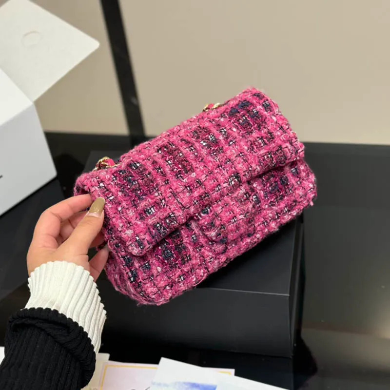 Save Big on Bulk Sometimes Bag Shoulder Bags Ladies Designer Fuchsia Knitting Tweed Flap Bag Two ... | DHGate