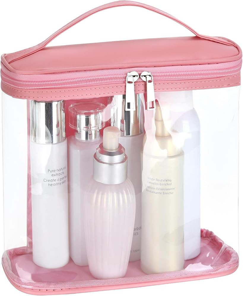 Heavy Duty Leak Proof Clear Travel Bags for Toiletries, Transparent Makeup Cosmetic Bag with Zipp... | Amazon (US)