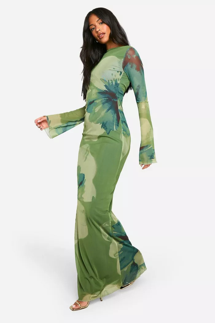 Tall Bold Floral Open Back Maxi Dress | boohoo (US & Canada)