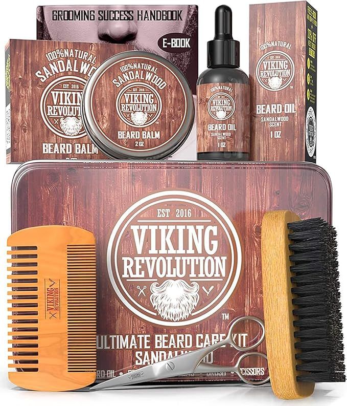 Viking Revolution Beard Care Kit for Men - Ultimate Beard Grooming Kit includes 100% Boar Men’s... | Amazon (US)