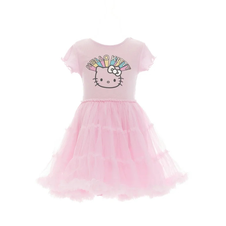 Hello Kitty Girls Graphic Tiered Tutu Dress, Sizes 4-12 | Walmart (US)