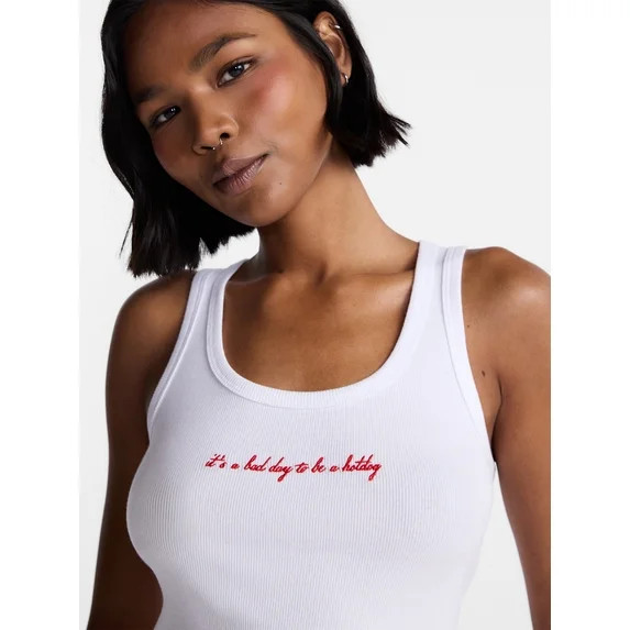 No Boundaries Ribbed Graphic Game-Day Tank Top, Women'ss XXS-4X | Walmart (US)