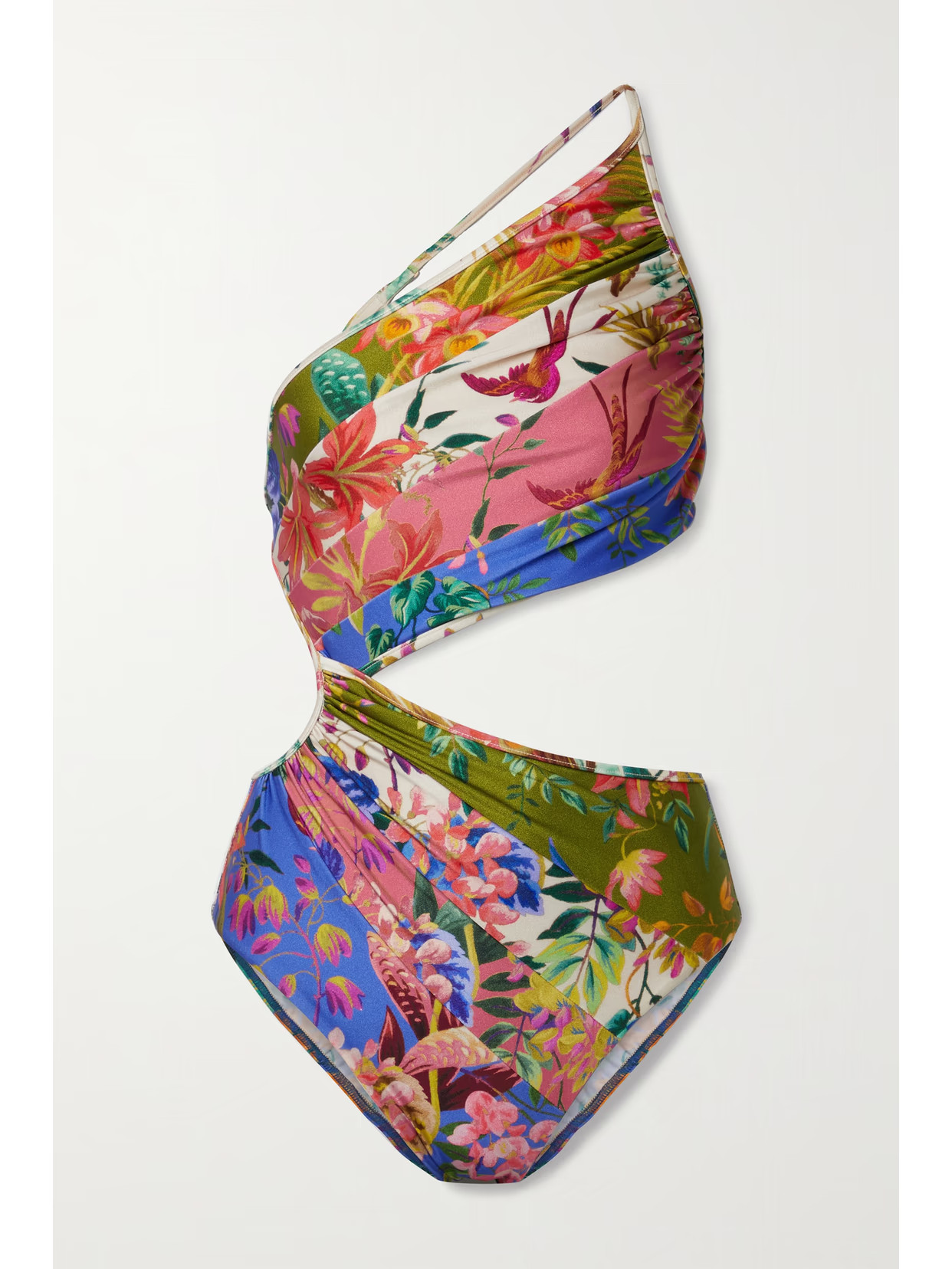 Zimmermann - Tropicana One-shoulder Cutout Floral-print Swimsuit - Blue | NET-A-PORTER (US)