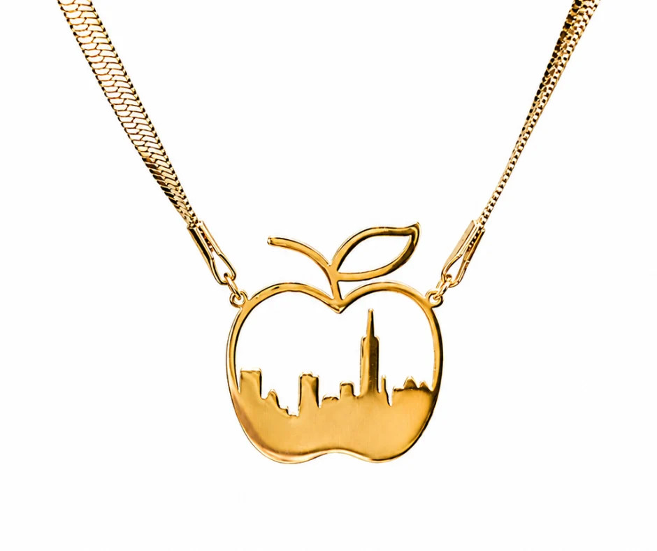 Skyline Apple Pendant 316L Stainless Steel Adjustable Necklace | KC Chic Designs