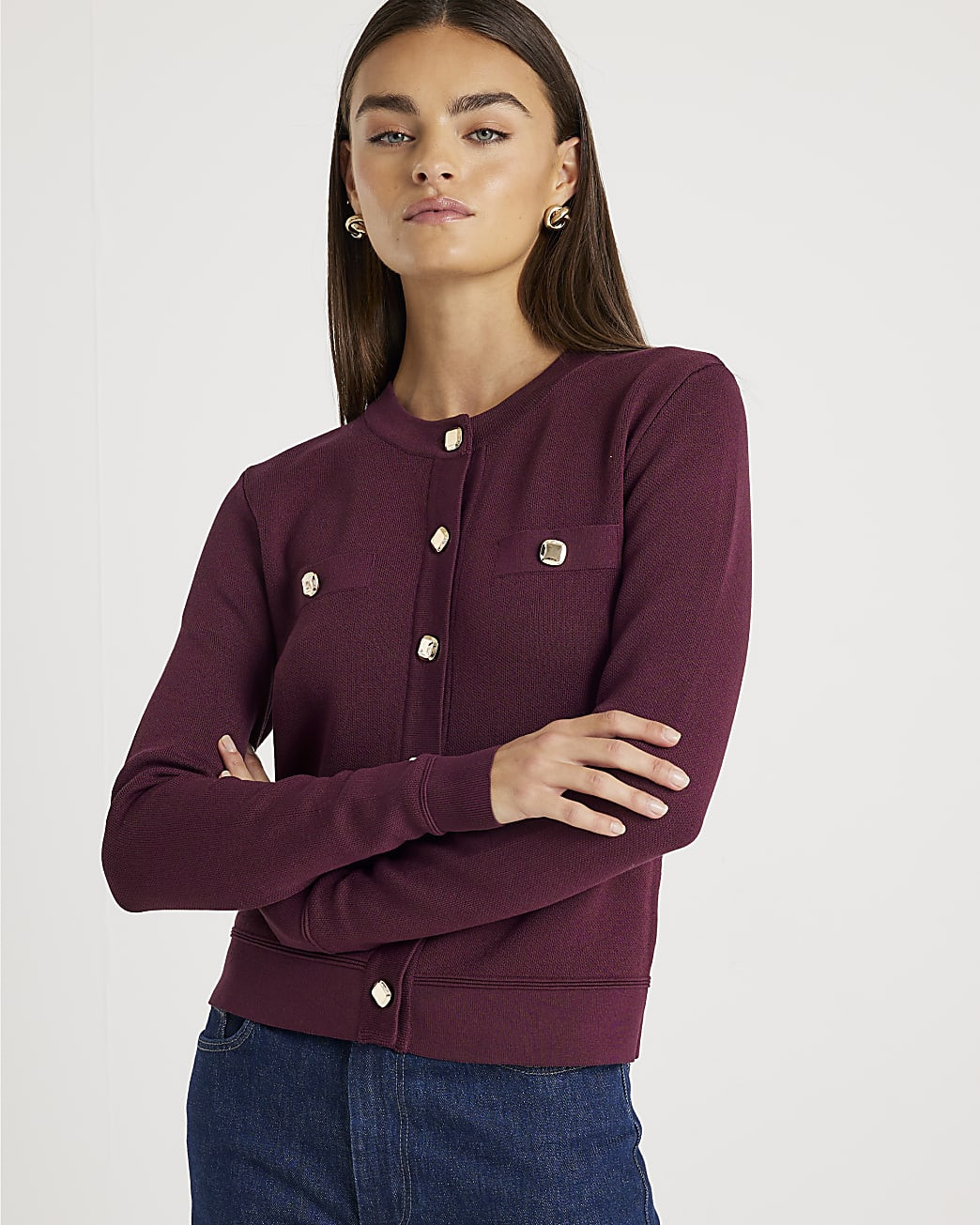 Red Fitted Cardigan | River Island UK & IE