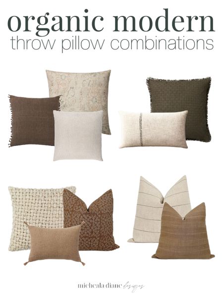 Organic earthy modern throw pillow combinations. Neutral throw pillows. 

#LTKhome