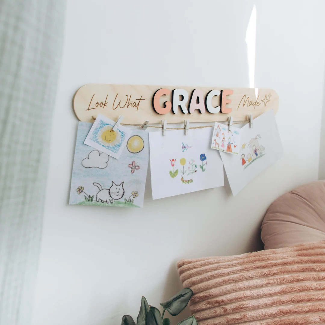 Look What I Made Sign Personalized Art Display for Kids Wall Nursery Decor Custom Birthday Baby G... | Etsy (US)