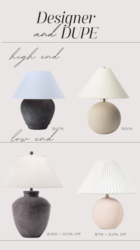 Oversized lamps - designer and dupe

#LTKsalealert #LTKhome #LTKMostLoved
