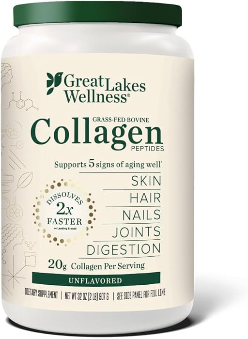 Great Lakes Wellness Bovine Collagen Peptides Powder for Skin, Hair, Nails, Joints & Digestion - ... | Amazon (US)
