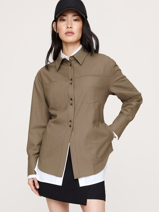 Stretch-Flannel Cinch-Back Shirt | Banana Republic (US)