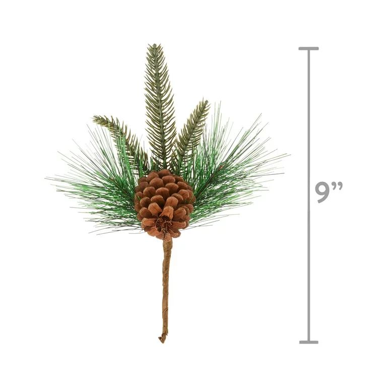 Evergreen Pinecone Decorative Christmas Pick, 9", by Holiday Time - Walmart.com | Walmart (US)