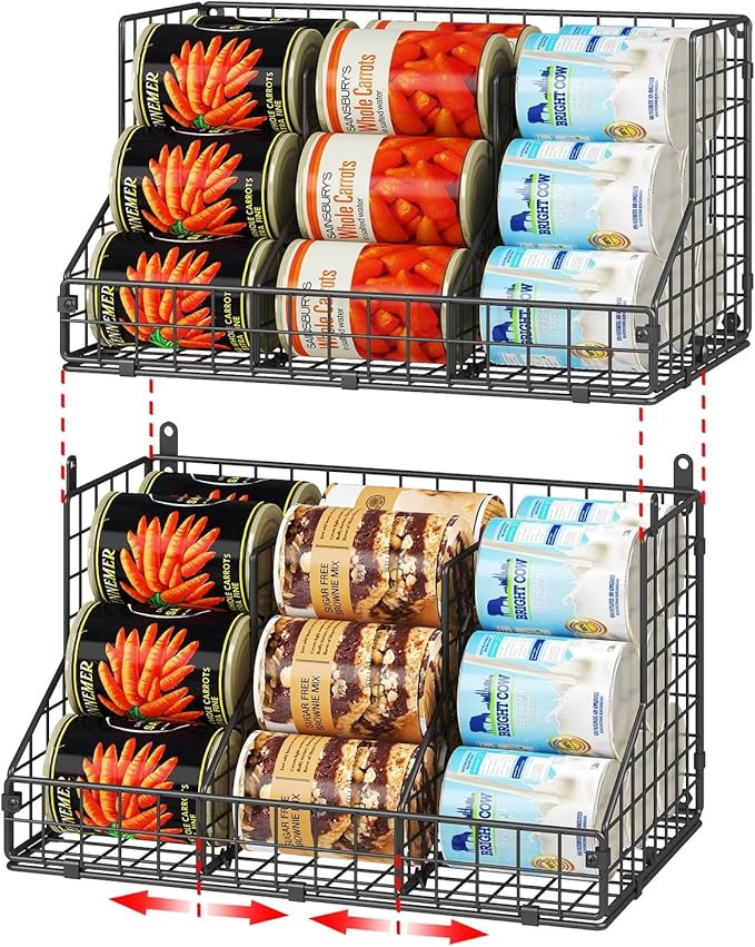 JKsmart 2 Pack Stackable Can Rack Organizer for Pantry Storage,Can Dispensers with 4 Adjustable D... | Amazon (US)