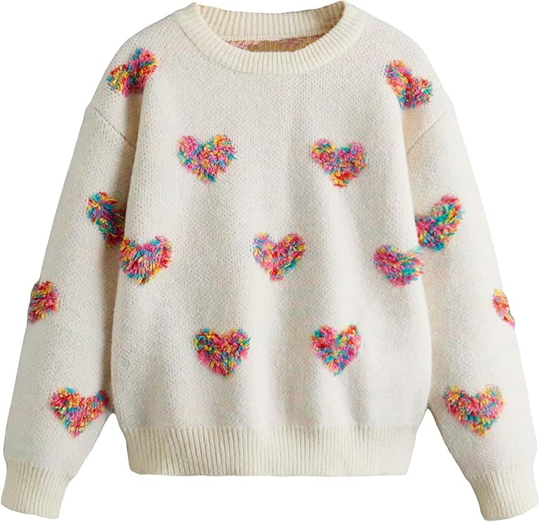 SHENHE Girl's Casual Cute Crewneck Long Sleeve Pullover Sweater Jumper Tops | Amazon (US)