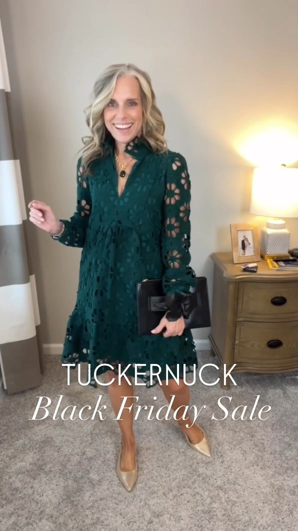 Tuckernuck Cyber Sale 
Use code MERRY 
20% off 
25% off $500+
30% off $1000+ 
I’m wearing XS 
I’d size up to a small in the red plaid dress and solid black. 

#LTKOver40 #LTKHoliday #LTKCyberWeek