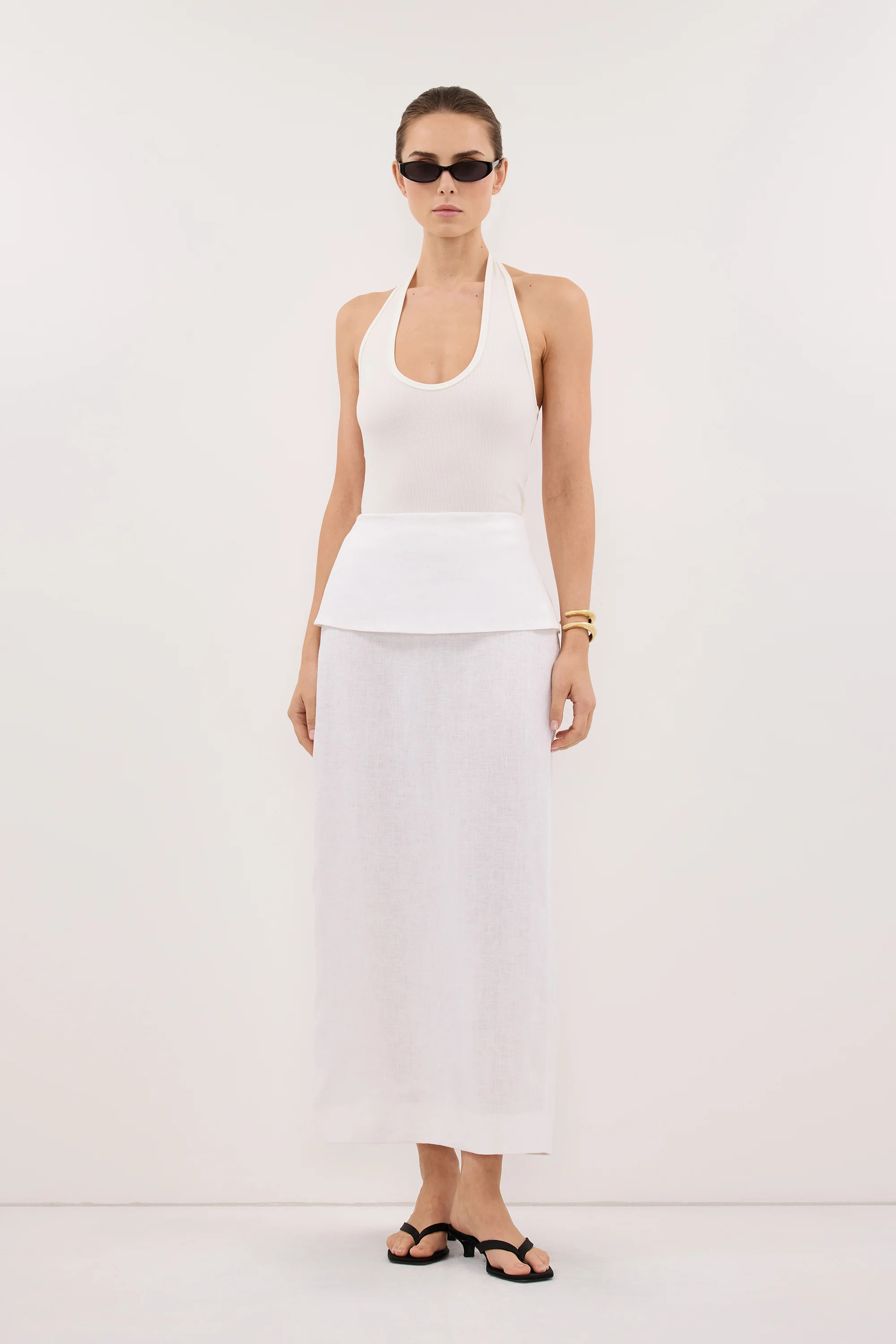 YARA WHITE LINEN FOLDOVER SKIRT | DISSH