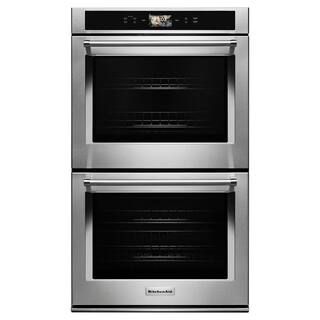 KitchenAid 30 in. Double Electric Smart Wall Oven with Powered Attachments in Stainless Steel-KOD... | The Home Depot