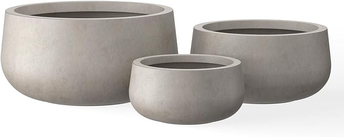 Kante 19.6",15.7",11.8" Dia Round Concrete Planters Set of 3, Outdoor Indoor Garden Plant Pots wi... | Amazon (US)