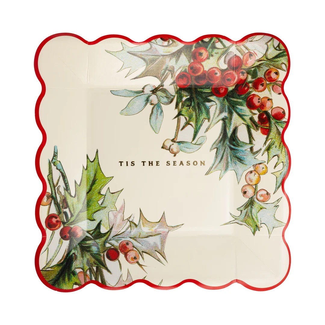 Holly Square Scalloped Plate | My Mind's Eye