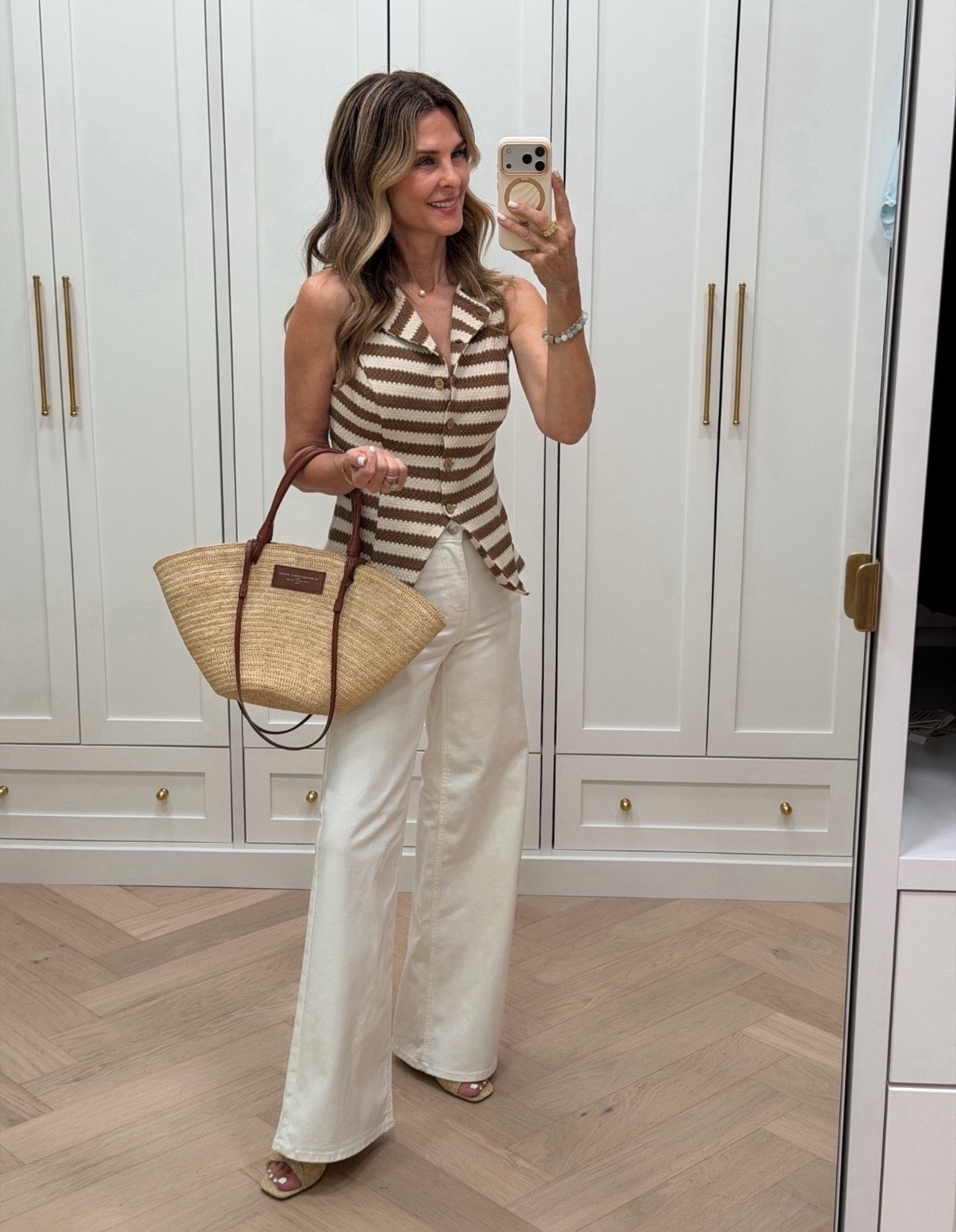 -Knit vest, wearing XS 
-Target Jean go in and out of stock. Took my true size. 
-Target wedges are 10/10!! TTS 
I’m 5’6”

#LTKootd #LTKOver40 #LTKgrwm