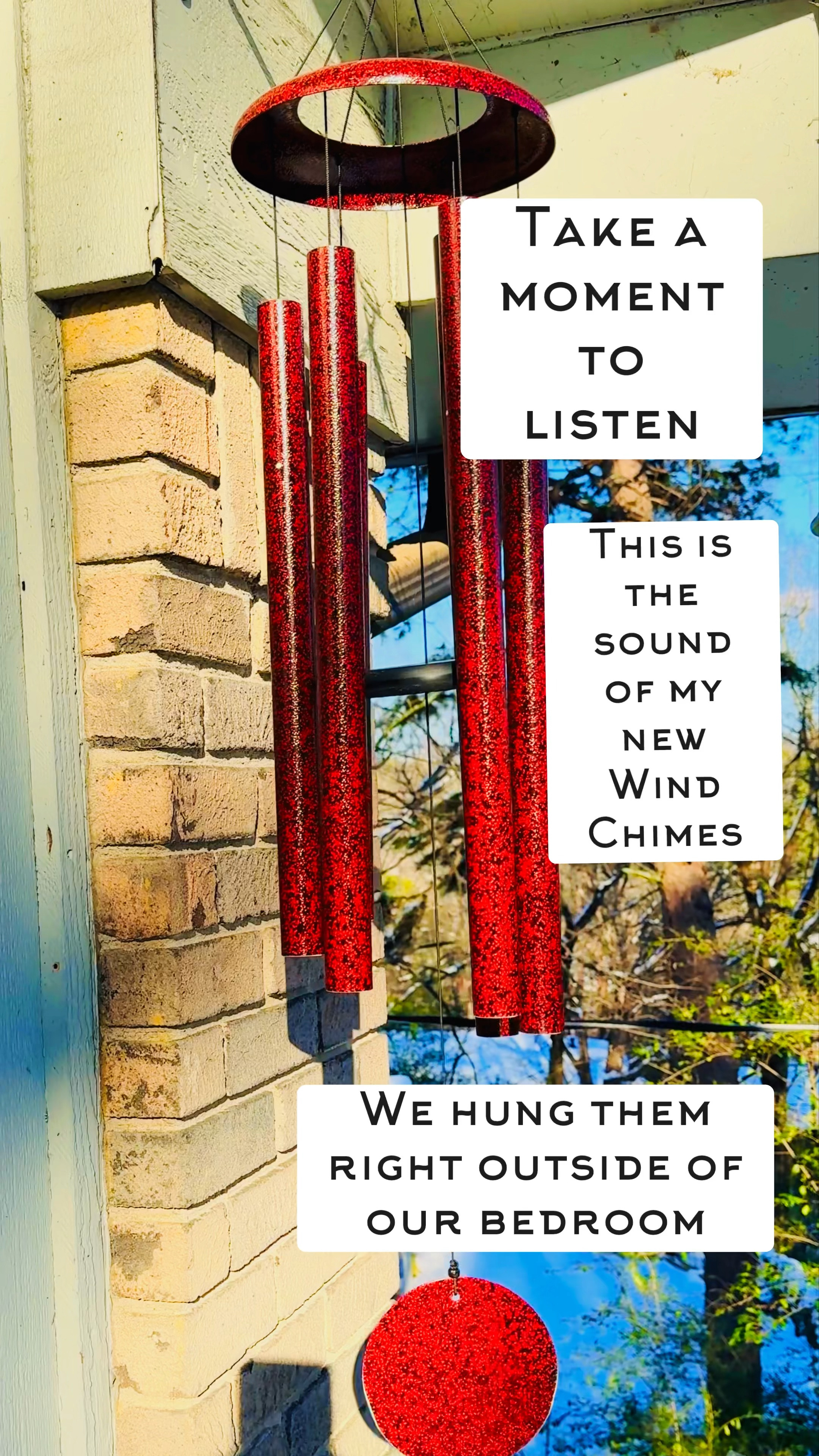 🎶 New wind chimes = instant zen vibes! On a breezy day, they create the most magical, peaceful melody—like a constant song of tranquility.

While you enjoy the sound in this video, just ignore my neighbor shoveling snow in the background. 😂 The sun is out, the sky is clear, and these chimes are giving all the peaceful energy today.

Who else finds joy in little things like this? Let me know your favorite way to bring calm to your day! 🌞✨
#HomeDecor #OutdoorDecor #SpaDecor  #wellnesss

#LTKFitness #LTKGiftGuide #LTKHome