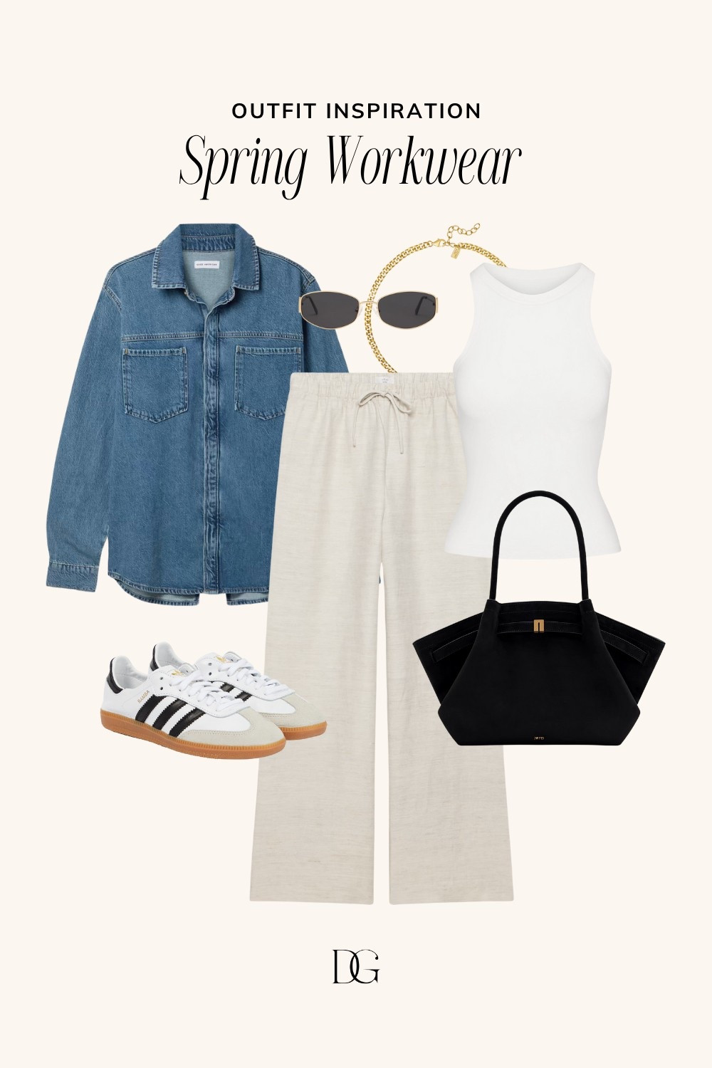 Spring Workwear Capsule | work outfit, work outfits, office attire, workwear outfit, workwear outfits, spring work outfit, spring work outfits, spring workwear style, spring work outfit idea, staple workwear, workwear basic, workwear basics, adidas samba, samba outfit, denim button up shirt, denim shirt, work tote, linen pants 

#LTKSeasonal #LTKStyleTip #LTKWorkwear
