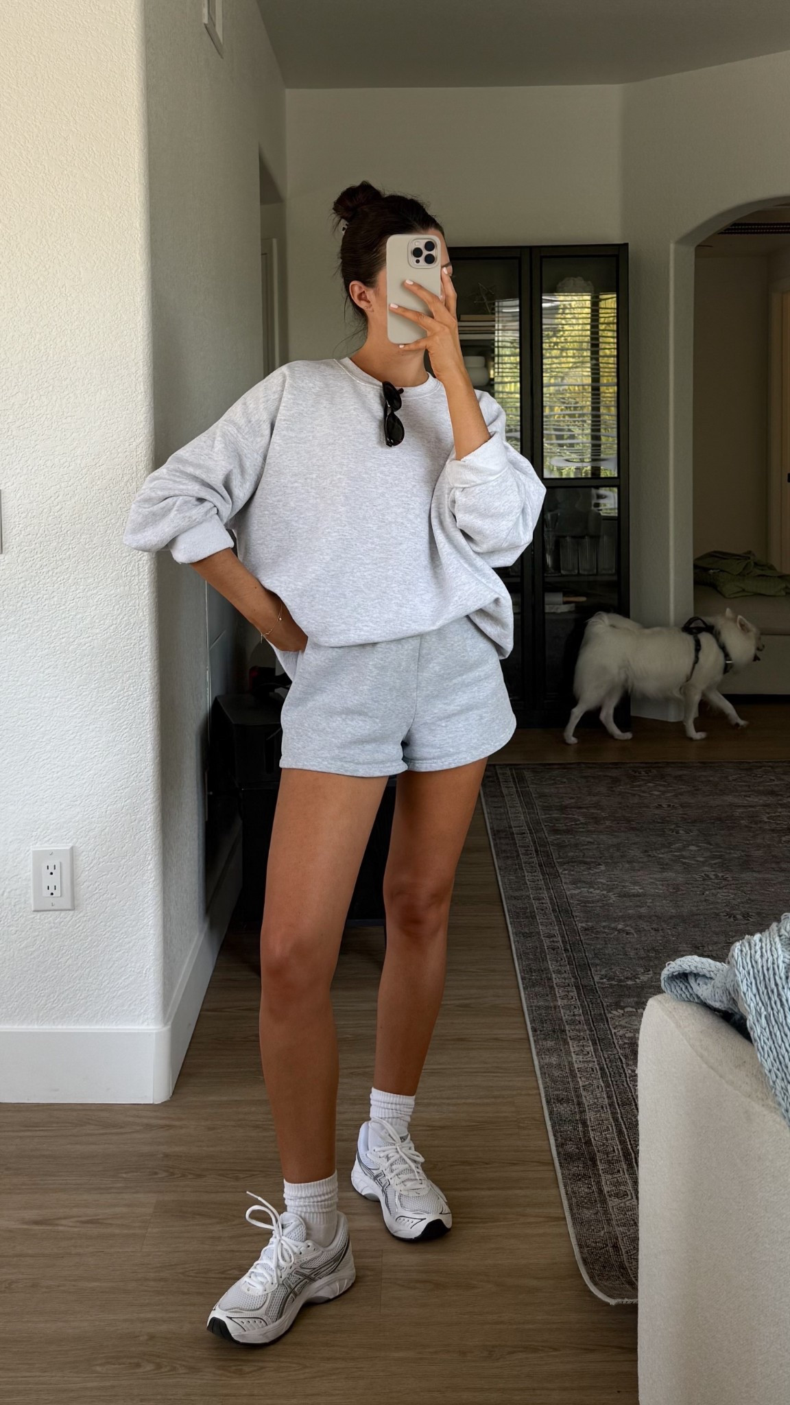 Outfit of the morning! Wearing size small in the shorts and XL in the sweatshirt! 

#LTKFindsUnder50 #LTKSeasonal #LTKStyleTip