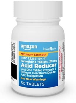 Amazon Basic Care Maximum Strength Famotidine Tablets 20 mg, Acid Reducer for Heartburn Relief, 50 C | Amazon (US)