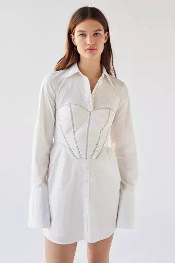 UO Taurus Corset Shirt Dress | Urban Outfitters (US and RoW)