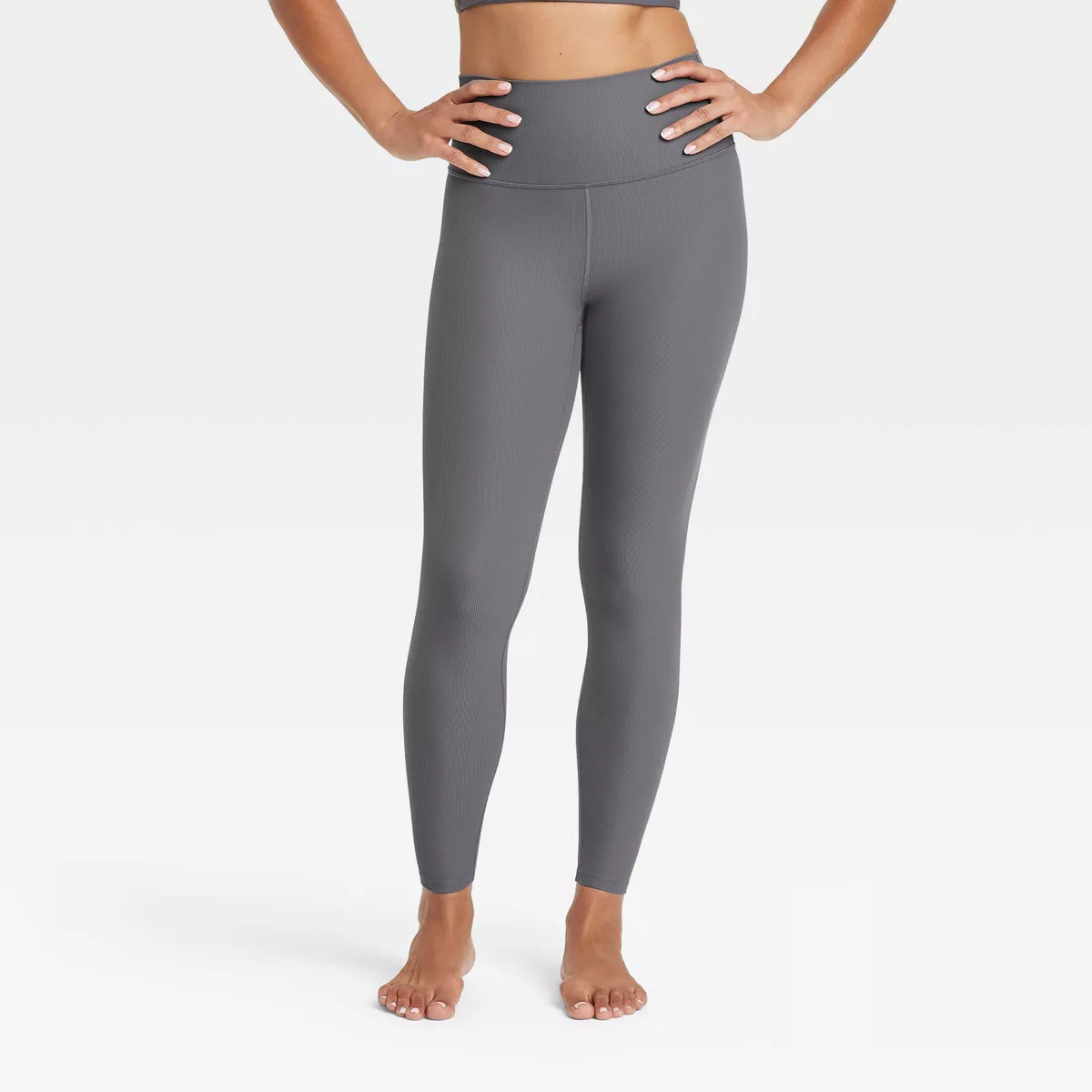 Women's Everyday Soft High-Rise Rib 7/8 Leggings - All In Motion™ Dark Gray XS | Target