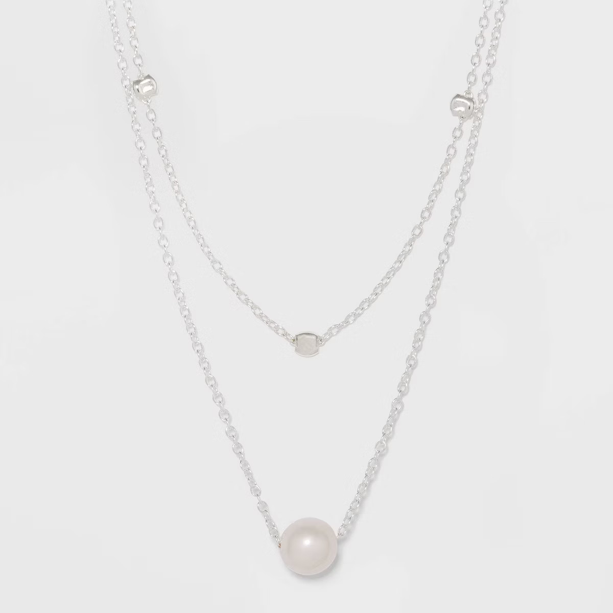 Sterling Silver with Freshwater Pearl Duo Necklace Set 2pc - A New Day™ Silver | Target