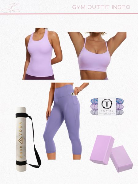 Gym outfit inspo for your next yoga class! 

Purple leggings, purple sports bra, purple tank, Amazon workout clothes, Amazon tops, Amazon leggings, yoga mat, yoga blocks, hair ties, yoga outfit, barre outfit

#LTKOver40 #LTKActive #LTKFitness