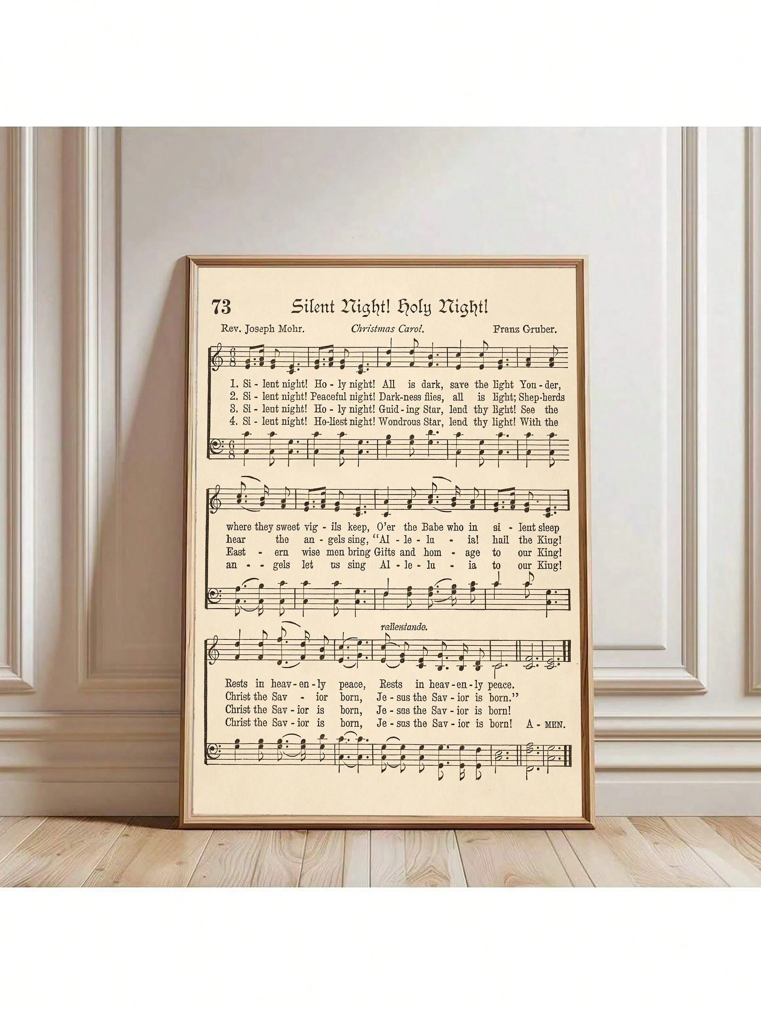 1pc Frameless Vintage Christmas Carols Piano Sheet Music Print, Silent Night Classic Church Hymn ... | SHEIN