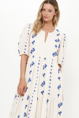 Puff Sleeve Maxi- Wicklow Blue | Oliphant Design