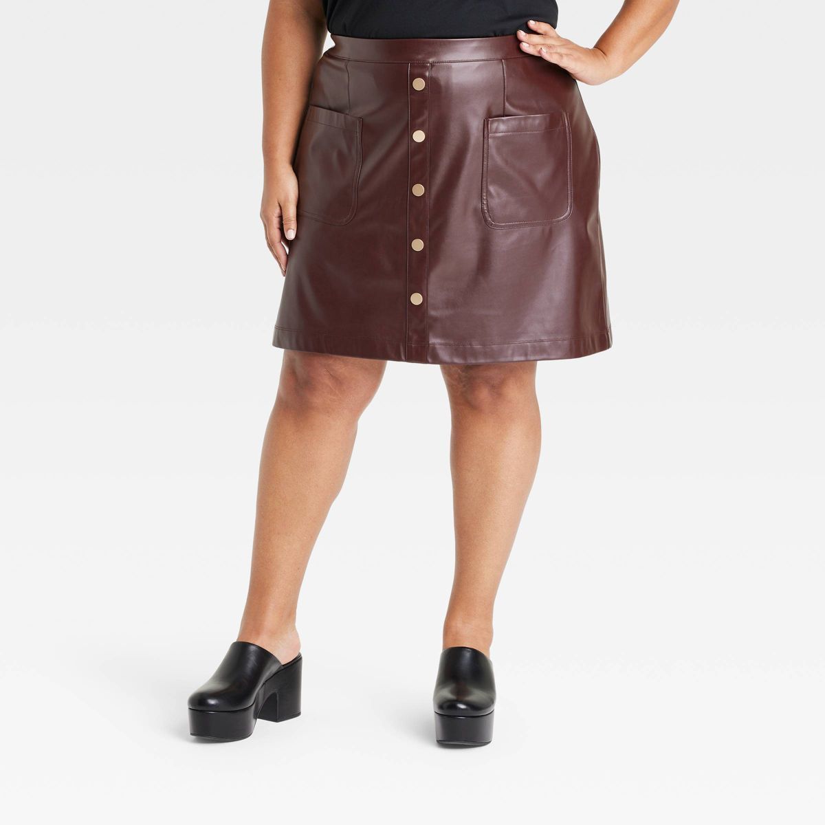 Women's Faux Leather Mini A-Line Skirt - Ava & Viv™ | Target