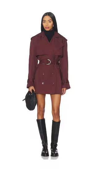 Aster Short Trench Coat in Deep Plum | Revolve Clothing (Global)
