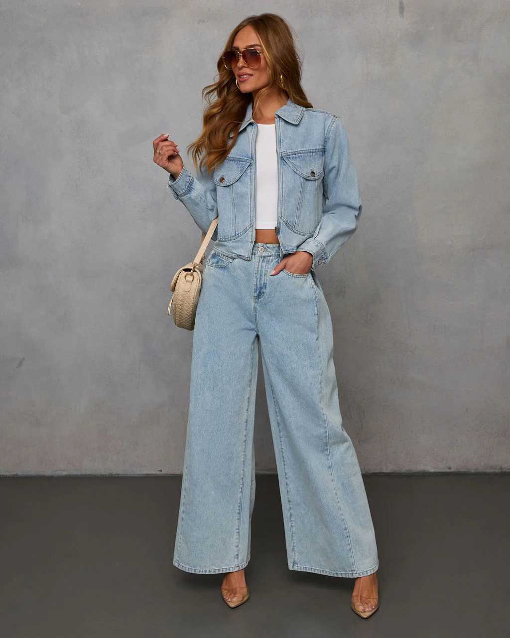 Sindy Wide Leg Pleated Jeans | VICI