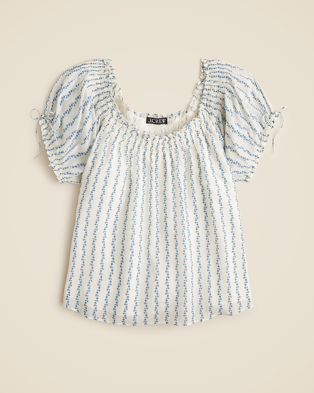 Smocked ruffle-trim top in blue daisy print | J. Crew US