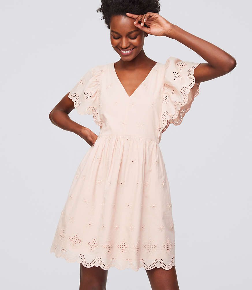 Eyelet Flutter Dress | LOFT