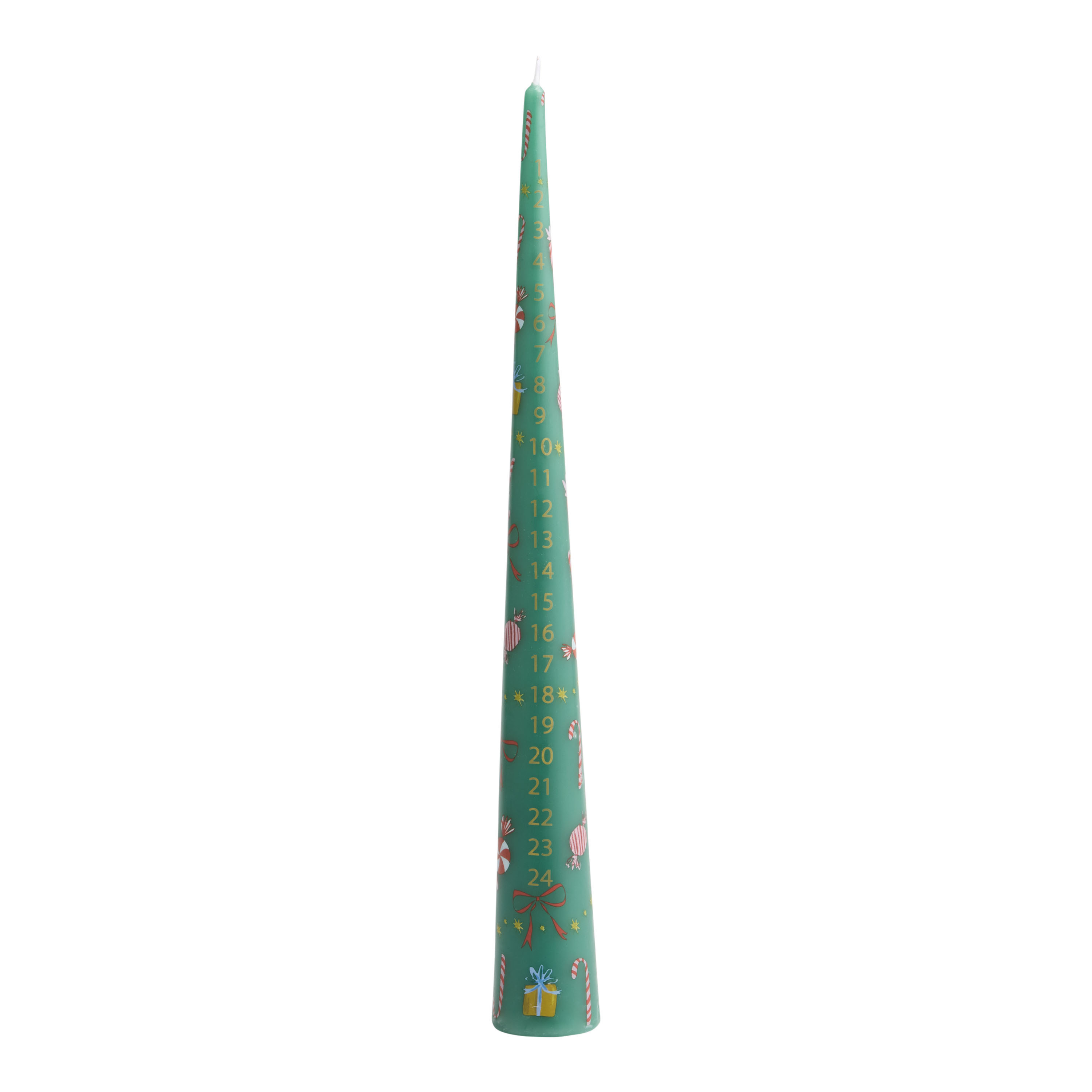 Green Christmas Countdown Pillar Candle | World Market