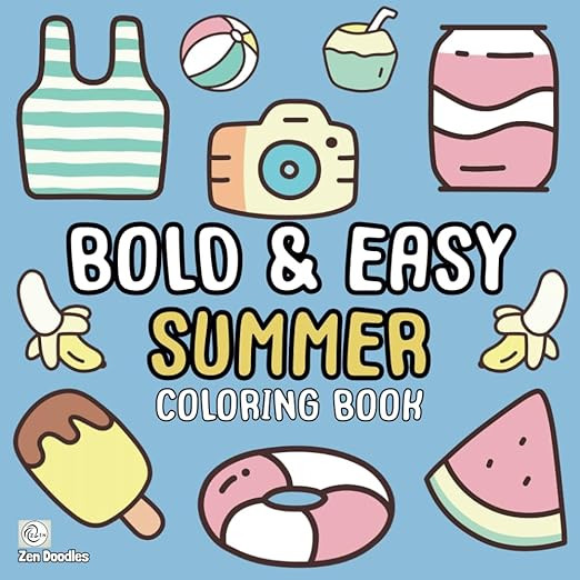Bold & Easy Summer Coloring Book: 50 Simple Drawings for Adults and Kids to Enjoy (Easy Coloring ... | Amazon (US)