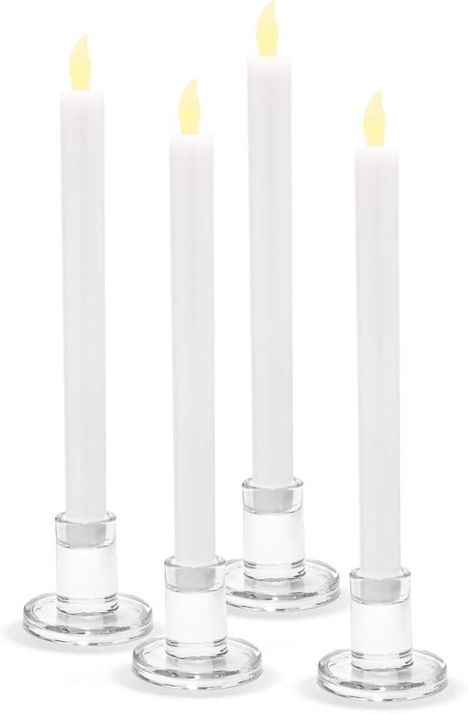 Glass Candle Holders for Candlesticks - 2.5 Inch, 4 Pack, Taper Candle Holder Set, Clear Glass, Mode | Amazon (US)
