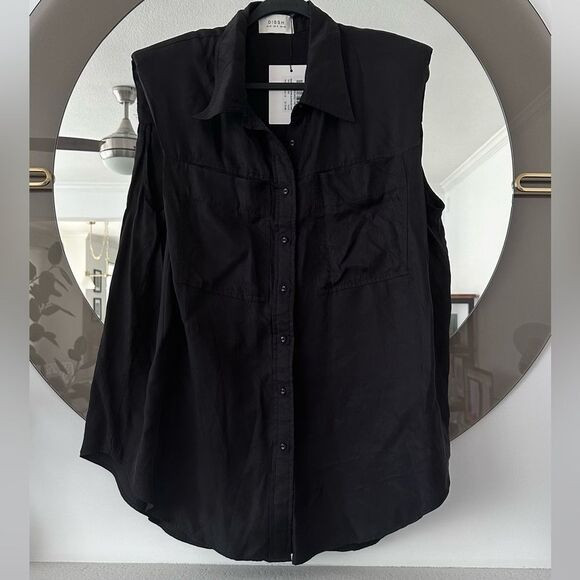 DISSH Sasha Cupro Sleeveless Shirt Top in Black | Poshmark