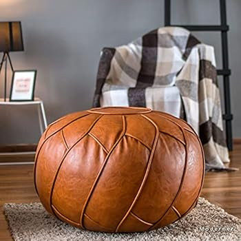 Moderner Faux Leather Pouf Unstuffed Ottoman Moroccan Footstool, Floor Footrest Cushion, Storage Sol | Amazon (US)