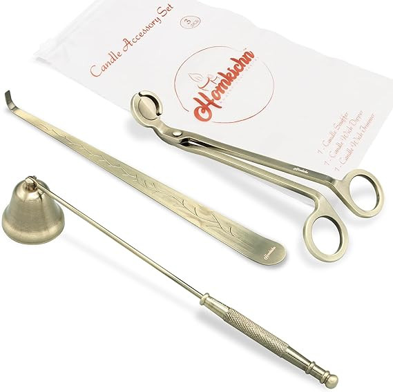 HOMKICHN Candle Accessory Set - Candle Wick Trimmer, Candle Snuffer, Wick Dipper, 3-in-1 Stainles... | Amazon (US)
